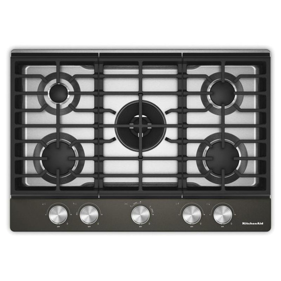 Kitchenaid® Gas-on-Metal Cooktop with an Integrated Wok Grate and CookShield™ Finish KCGK530SBE