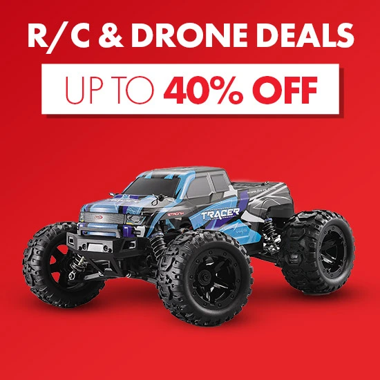 Save on our range of remote control cars, r/c toys and camera drones