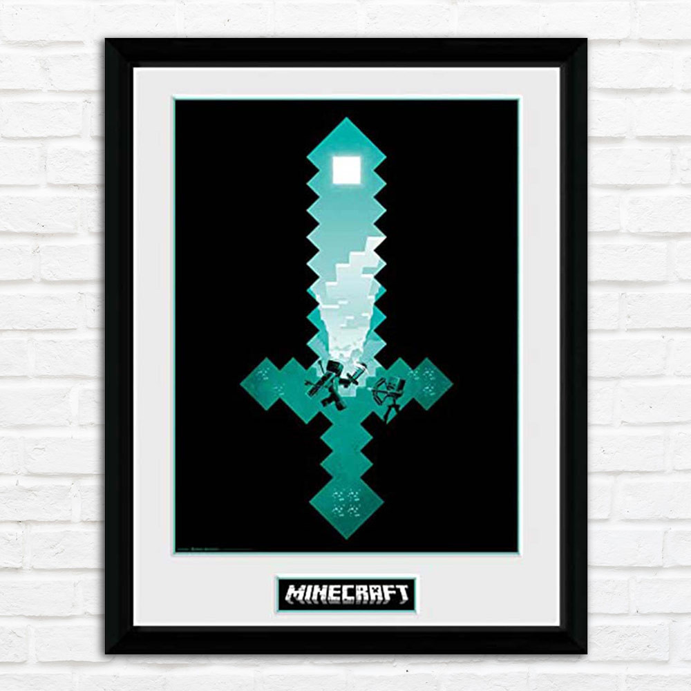 Minecraft Diamond Sword Framed Print