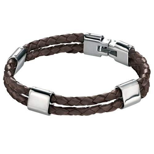 Stainless Steel Leather Bracelet B3671