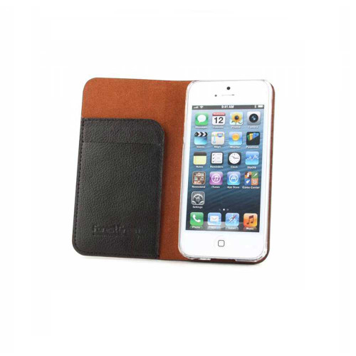 Dark Brown Leather Flip iPhone 5 Case