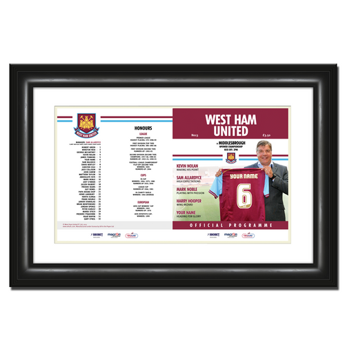 Personalised West Ham Match Day Football Programme