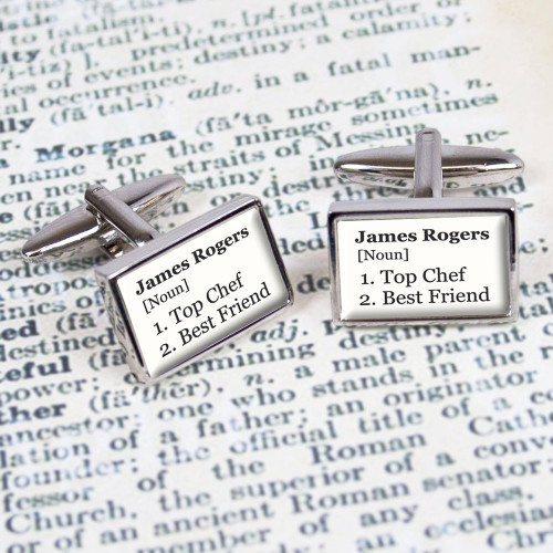 Personalised Definition Cufflinks (White)