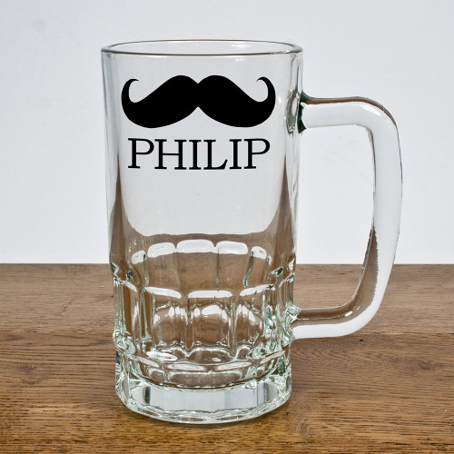 Personalised Moustache Pint Glass Tankard