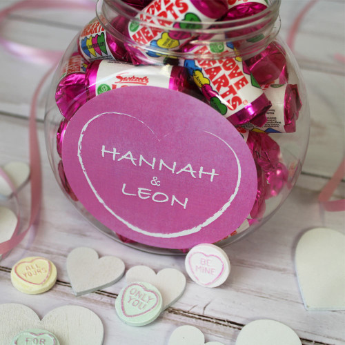 Personalised Mini Sweet Jar with Love Hearts