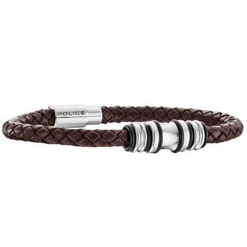 Mens Trucker Brown Leather Bracelet