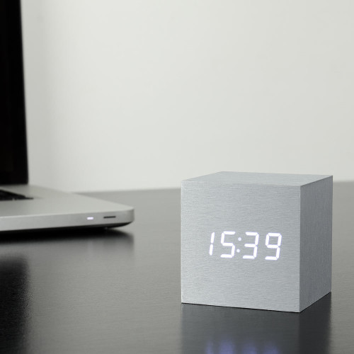 Click Cube Grey Alarm Clock