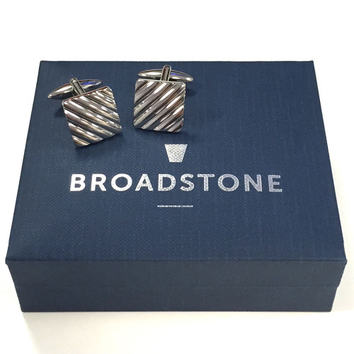 Broadstone Rhodium Ribbed Square Men’s Cufflinks