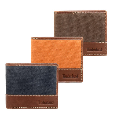 Large Bifold Mens Leather and Canvas Wallet