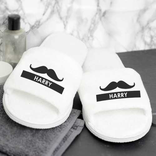 Personalised Moustache Velour Slippers