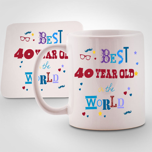 Personalised Best 40 year old in the World Mug & Coaster