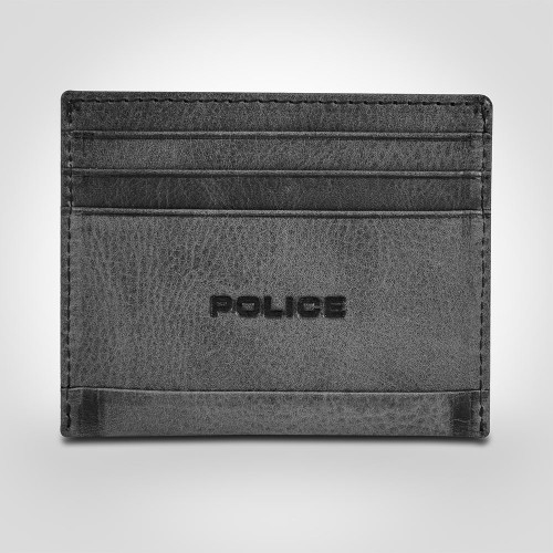 Police Metal Leather Credit Card Case