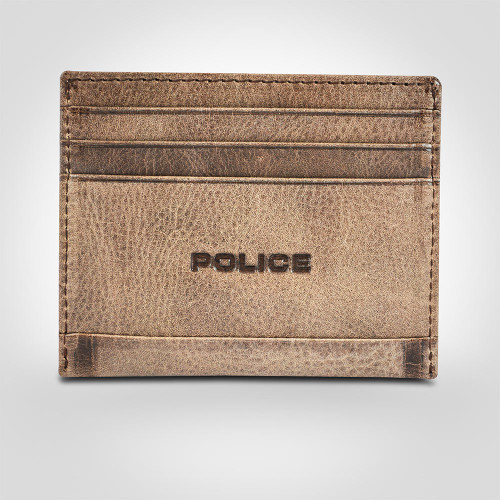 Police Metal Leather Credit Card Case