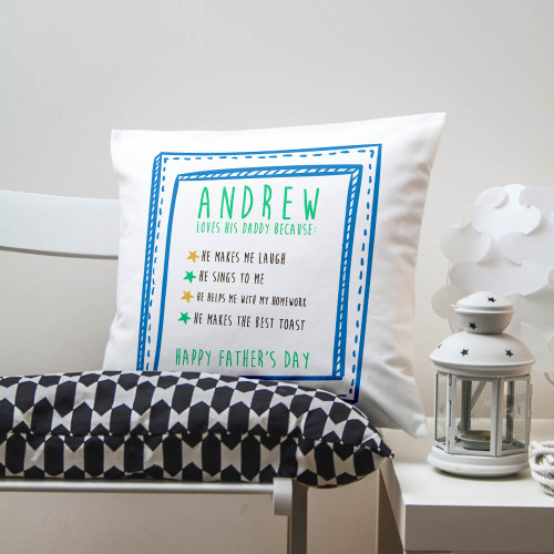 Personalised Boy's I Love Daddy Because; Cushion