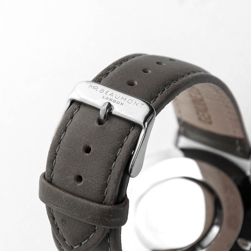 Personalised Men's Leather Watch In Ash (Sans Serif)