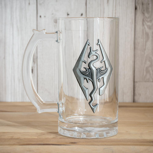 Skyrim Dragon Symbol Glass Stein