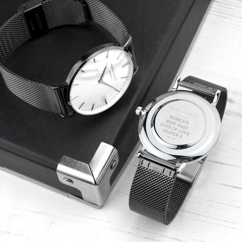 Personalised Metallic Charcoal and White Watch