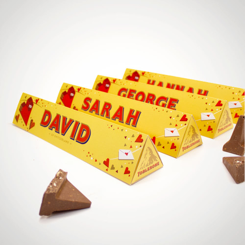 Personalised Hearts Toblerone with Mug