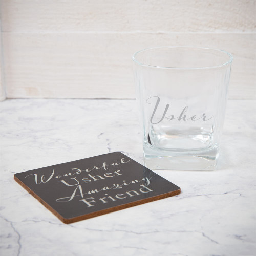 Usher Gift Set - Whisky Glass and Coaster