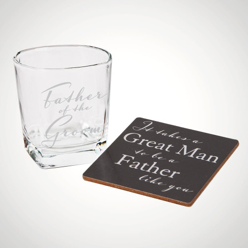 Father of the Groom Whisky Glass and Coaster