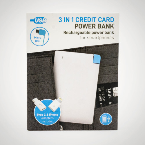 Credit Card Sized Power Bank 2000 mAh packaging