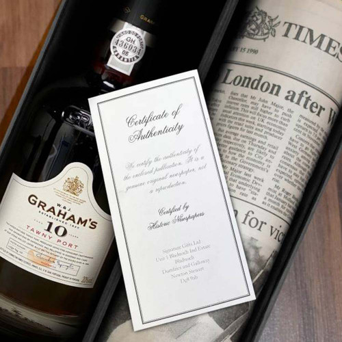 Personalised 10 Year Old Tawny Port & Newspaper