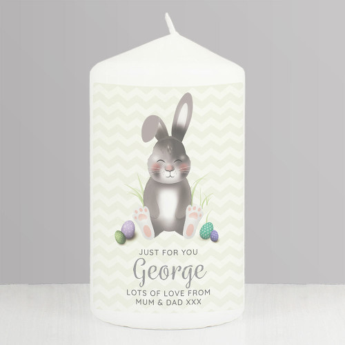 Personalised Easter Bunny Pillar Candle