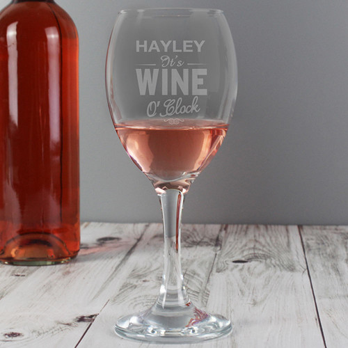 Personalised Wine O'Clock Glass