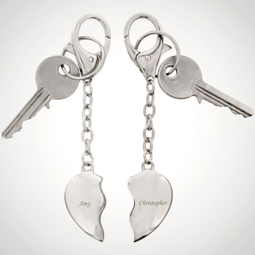 Personalised Pair of Heart Keyrings