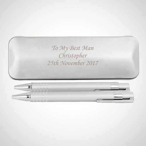 Personalised Pen Set With Engraved Box