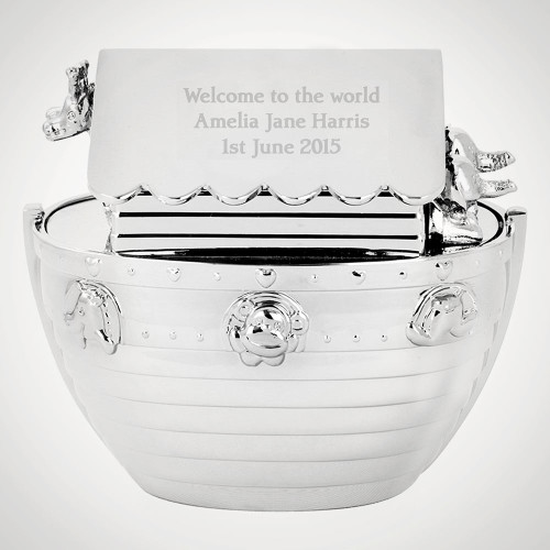 Personalised Silver Plated Noah's Ark Money Box