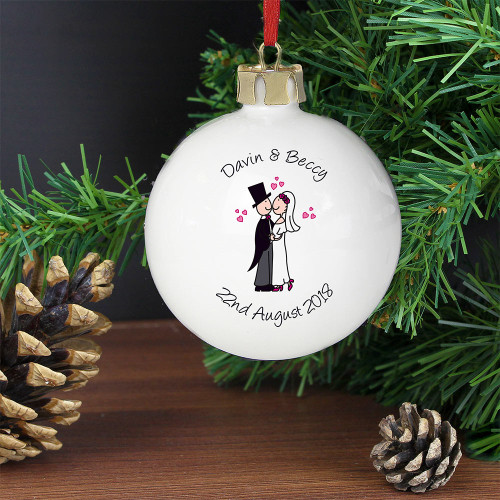 Personalised Cartoon Married Couple Bauble