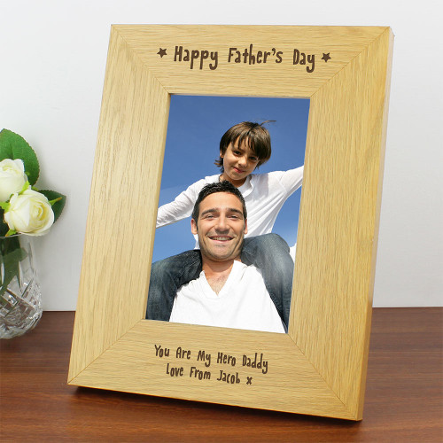 Personalised Happy Father's Day Wooden Frame 4x6