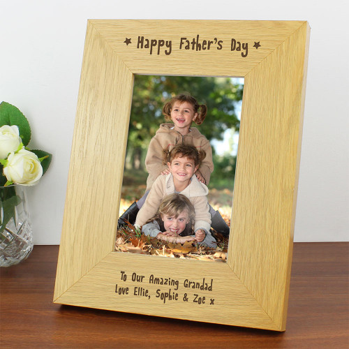 Personalised Happy Father's Day Wooden Frame 4x6