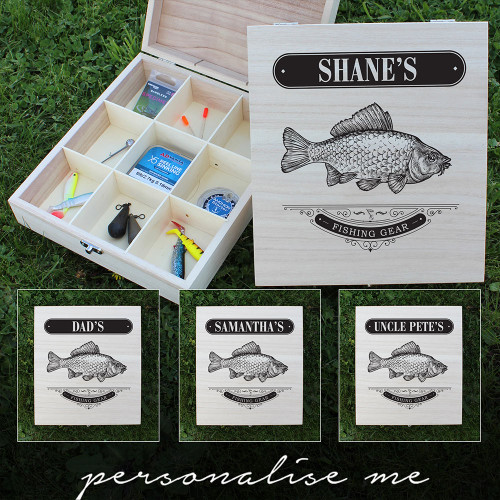 Personalised Fishing Gear Wooden Box