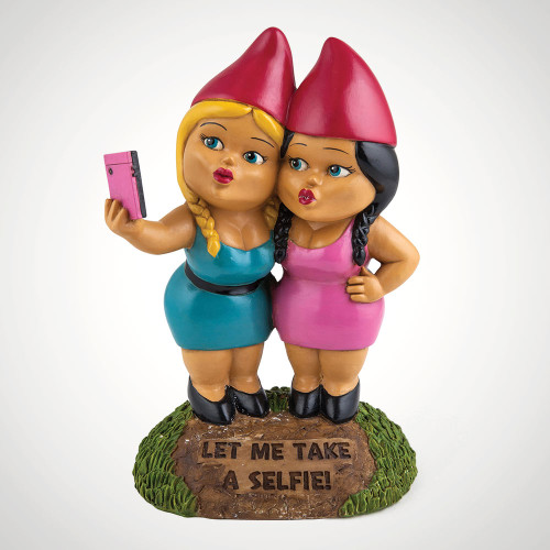 Selfie Sisters Garden Gnome