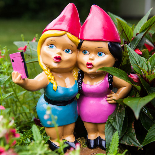 Selfie Sisters Garden Gnome