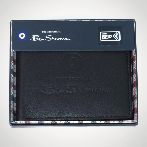 Ben Sherman Dack Leather RFID Coin Wallet Black