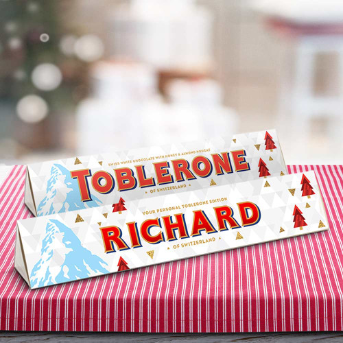 Personalised 360g Christmas White Chocolate Toblerone