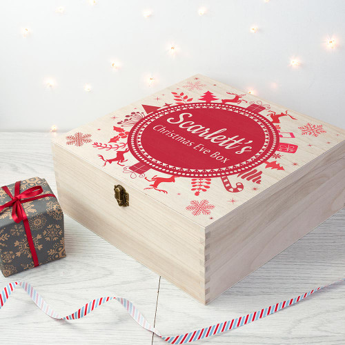 Personalised Christmas Eve Box with Snowflake Wreath