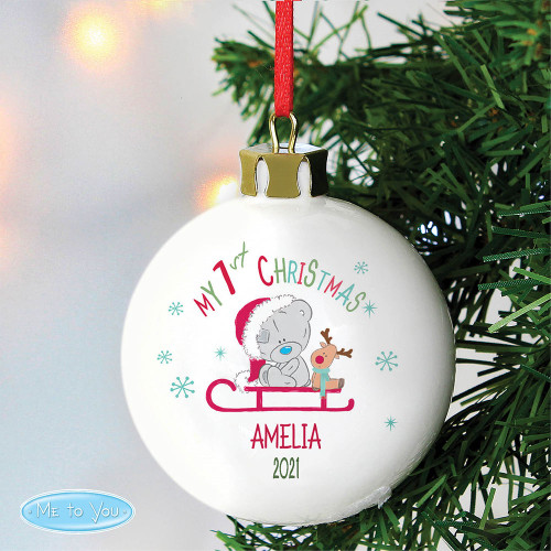 Personalised Tiny Tatty Teddy 1st Christmas Bauble