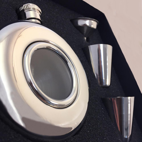 Round Window Hip Flask Gift Set