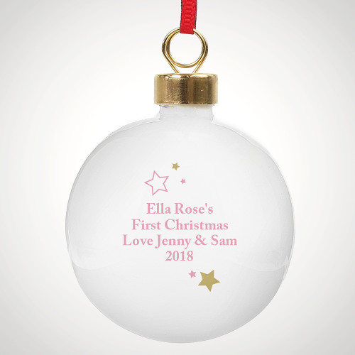 Personalised ‘My First Christmas- Pink Bauble