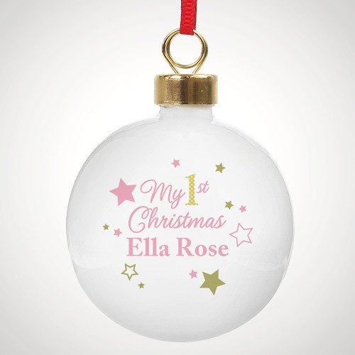 Personalised ‘My First Christmas- Pink Bauble