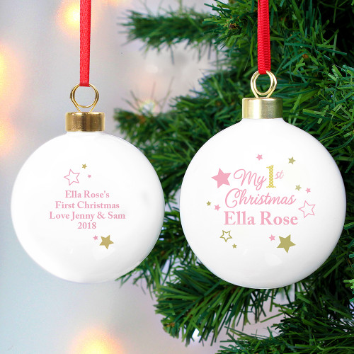Personalised ‘My First Christmas- Pink Bauble