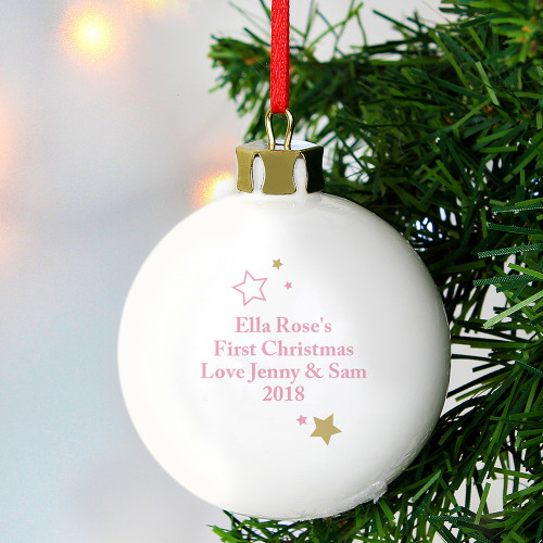 Personalised ‘My First Christmas- Pink Bauble