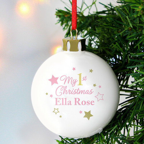 Personalised ‘My First Christmas- Pink Bauble