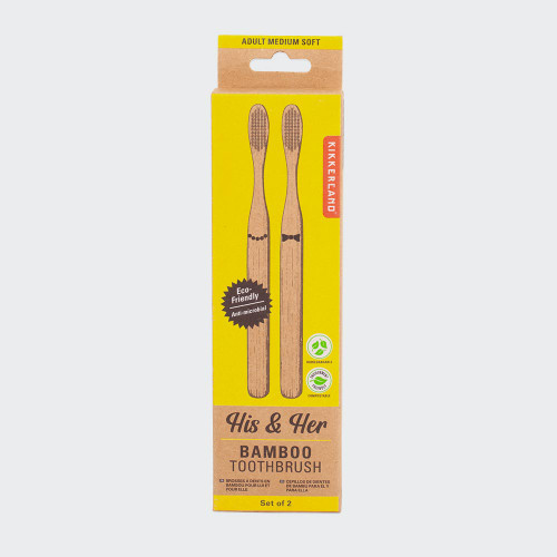 His and Her Bamboo Toothbrush Set
