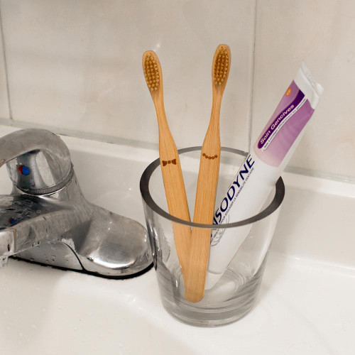 His and Her Bamboo Toothbrush Set
