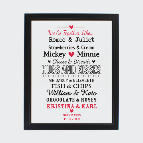 Personalised We Go Together Like.... Black Framed Poster Print